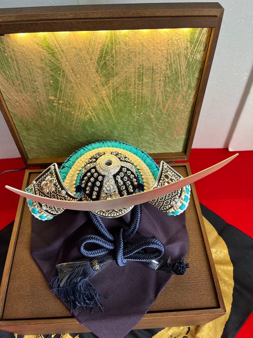 伊達政宗公　収納型飾り台LED屏風　政宗公敷布付(伊達政宗公ハンカチ)