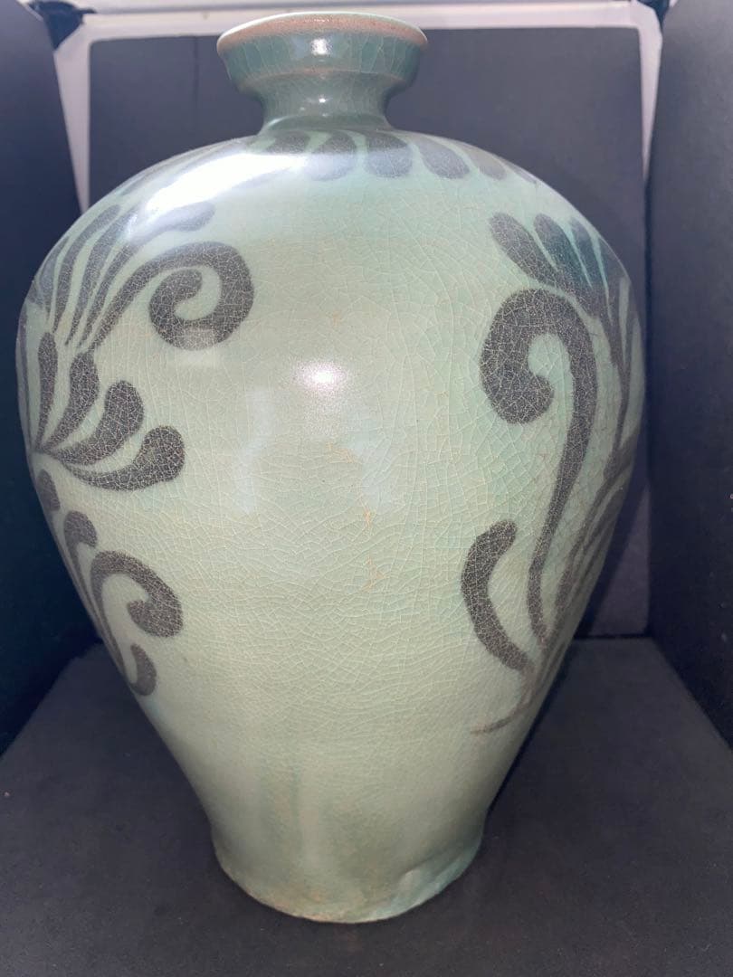 鉄絵 絵高麗　高麗青磁 花草紋 梅瓶　朝鮮 高麗 李朝 花瓶 骨董品 時代品