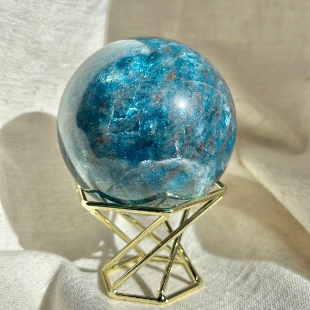 【アパタイト スフィア】 アパタイト ボール 台座付き　丸玉 64mm