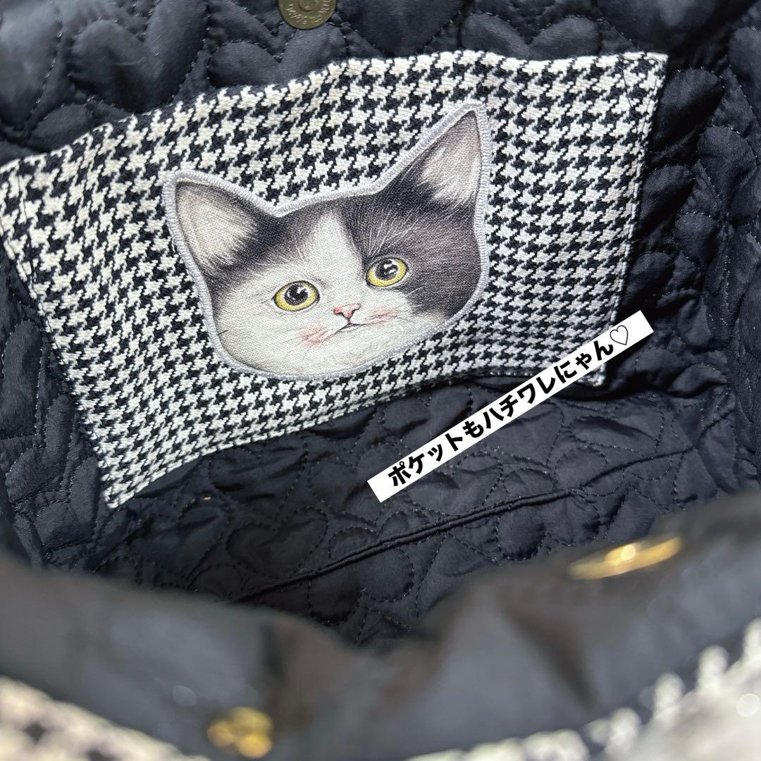 ゆ*ら様 コヤンイサムチョン♡ハチワレにゃん勢揃い！千鳥格子のトートバッグ♡ジョ