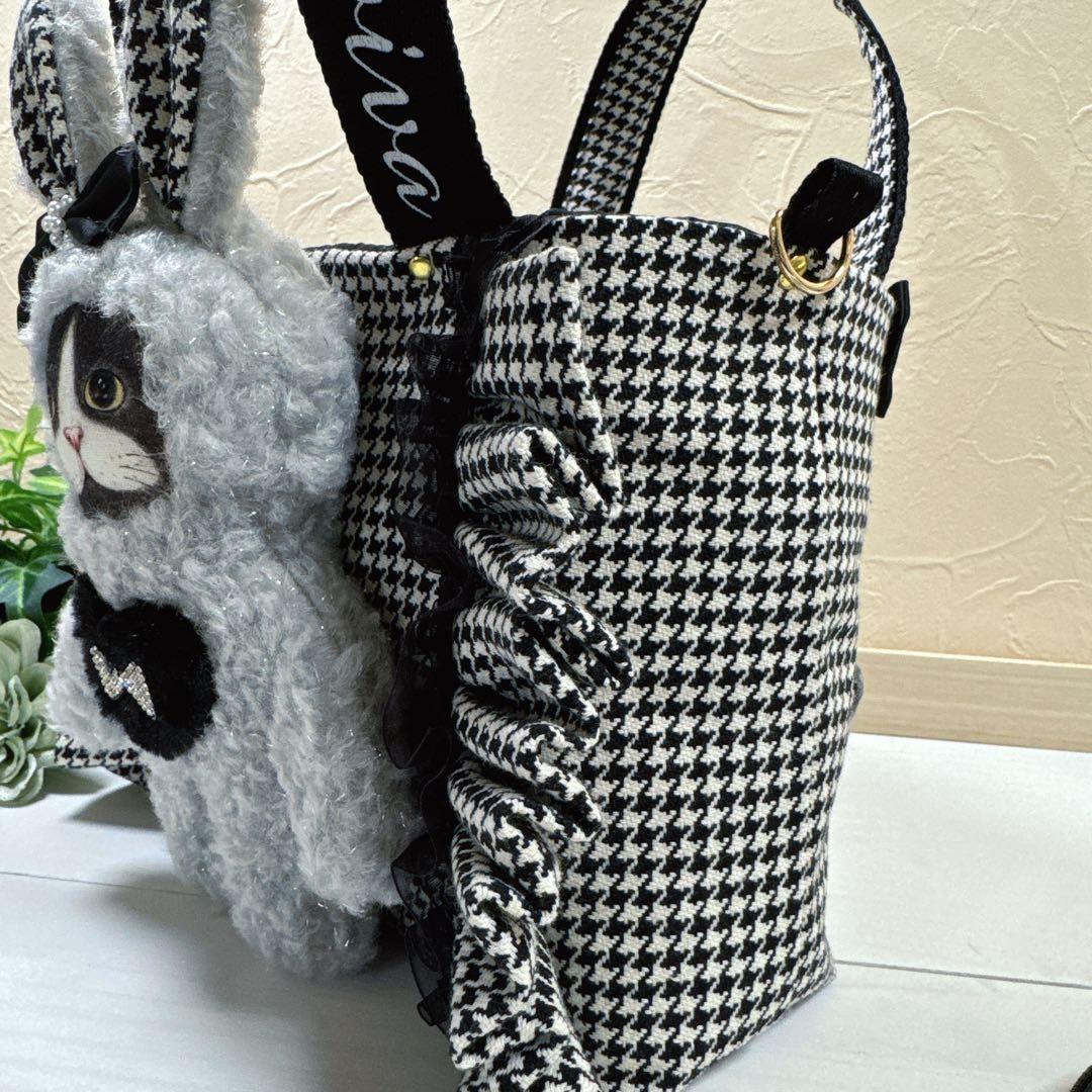 ゆ*ら様 コヤンイサムチョン♡ハチワレにゃん勢揃い！千鳥格子のトートバッグ♡ジョ
