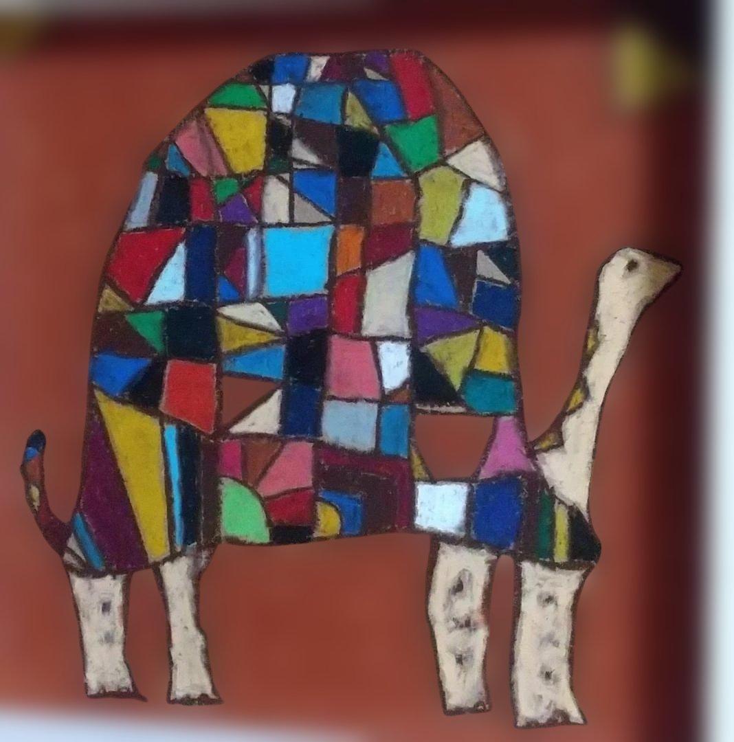 カラフルなカメの絵画 木製フレーム付き