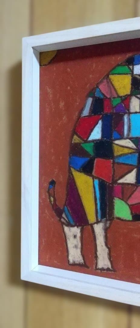 カラフルなカメの絵画 木製フレーム付き