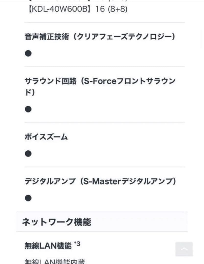 SONY BRAVIA KDL-40W600B 40インチ　難あり