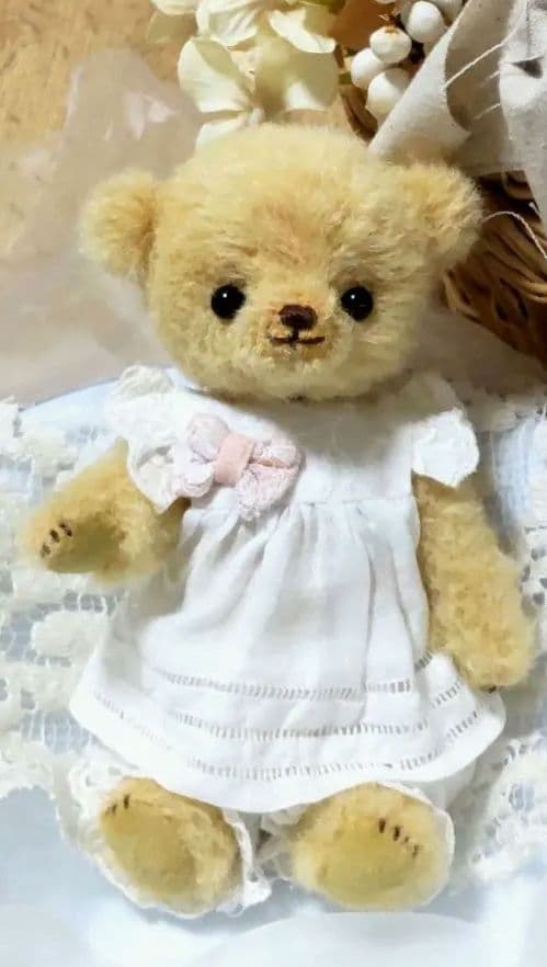 ハンドメイド テディベア ラティニティアルパカ カスタード色 手作り