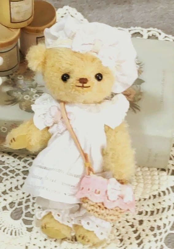 ハンドメイド テディベア ラティニティアルパカ カスタード色 手作り
