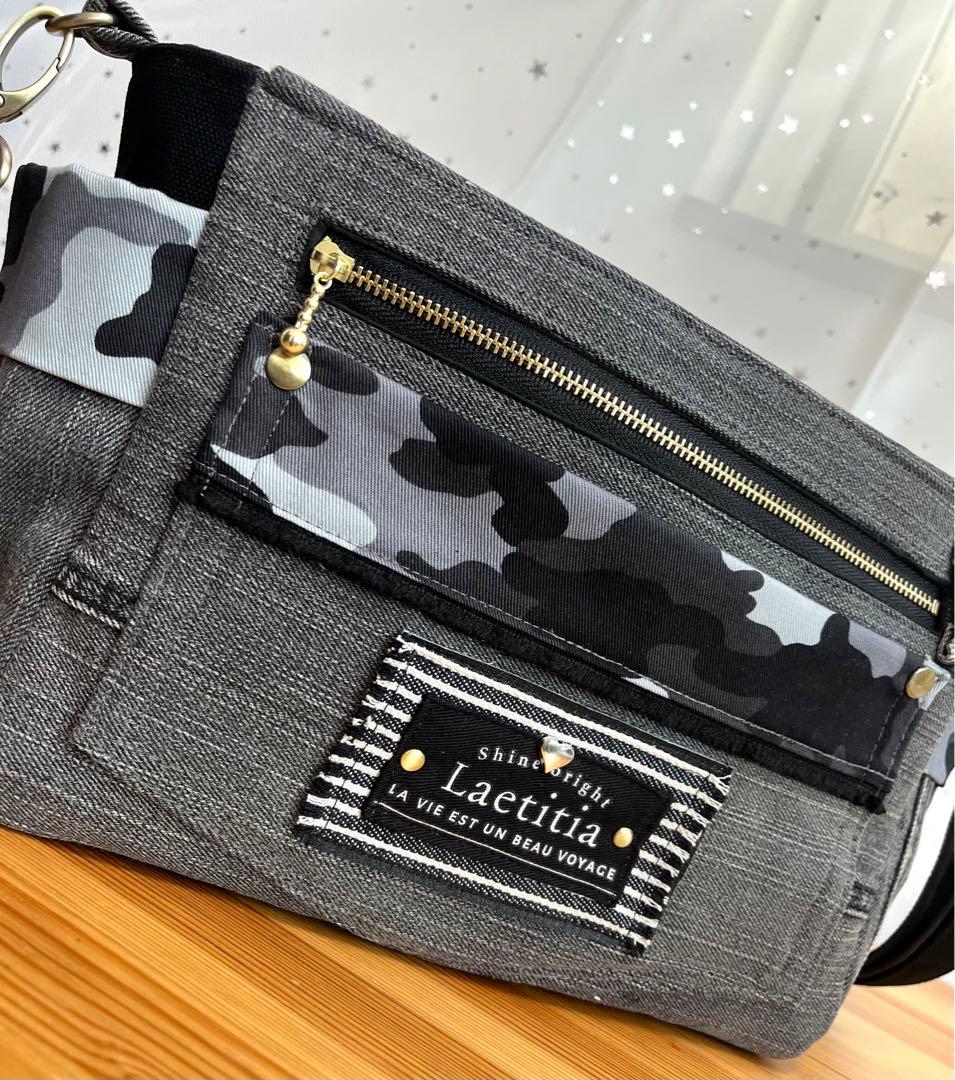 デニムリメイクバッグ（M）No.741☆ショルダーバッグ　斜めがけ