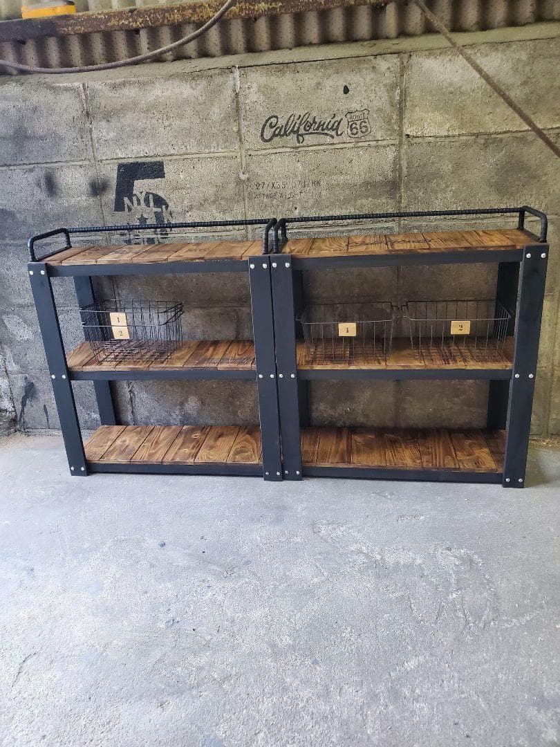 【かごつき】男前インテリア　棚　×２台　植物　多肉　インダストリアル 40