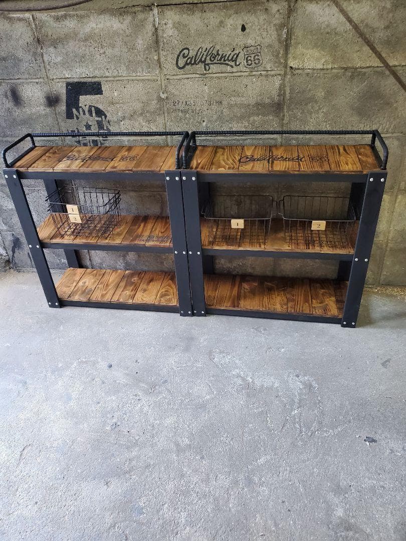 【かごつき】男前インテリア　棚　×２台　植物　多肉　インダストリアル 40
