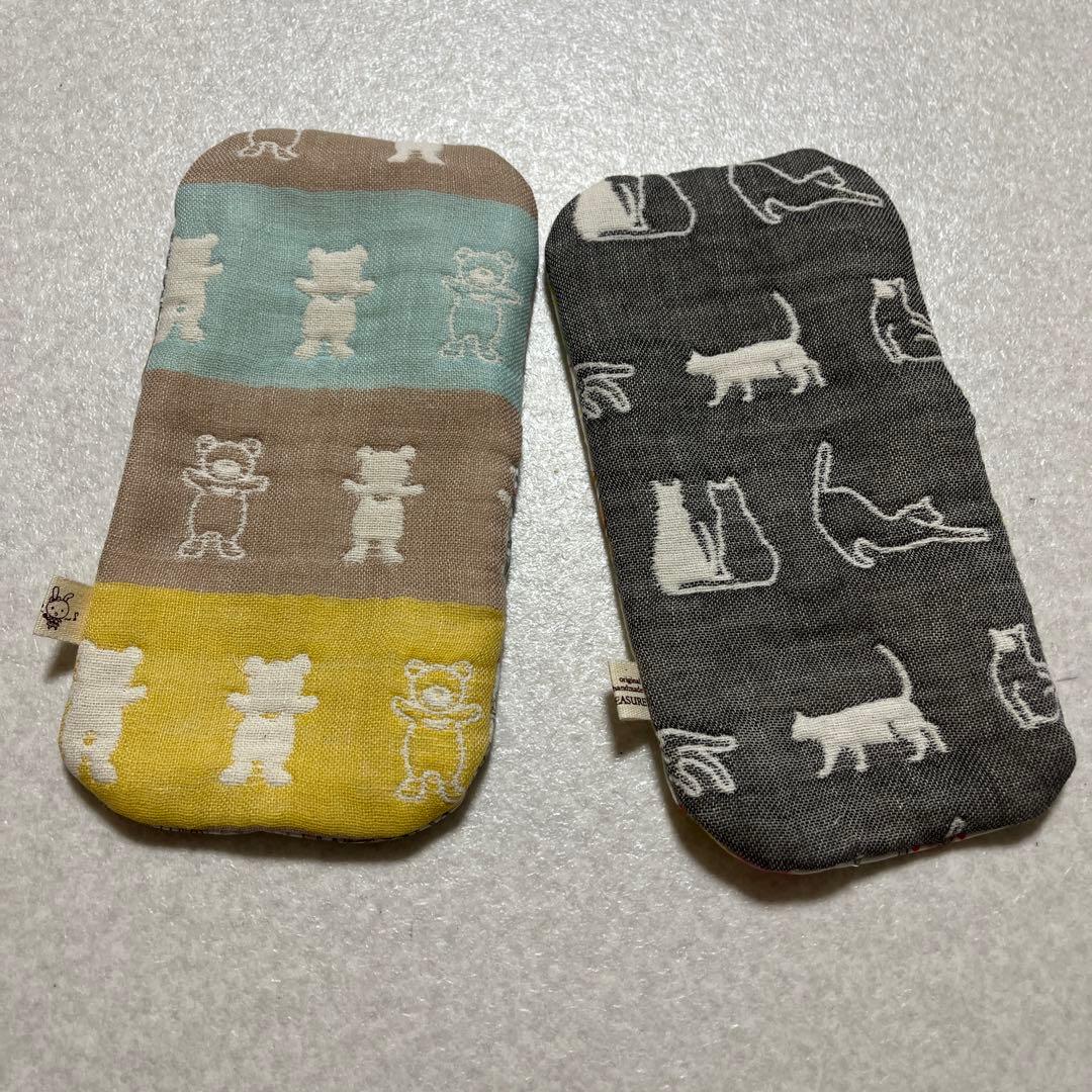 ちょっと大きめハーフハンカチ　ガーゼ　yukiemonファブリック生地使用