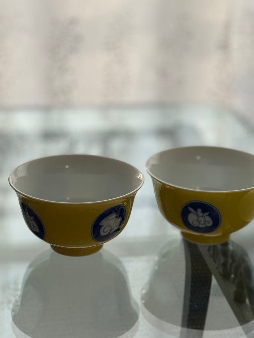 深川製磁　黄色ウサギ　飯碗 セット