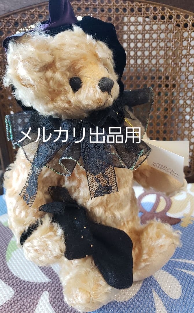 テディベア 日本作家 斎藤玲子先生 黒のベロアベレー帽 レース襟 可愛い子