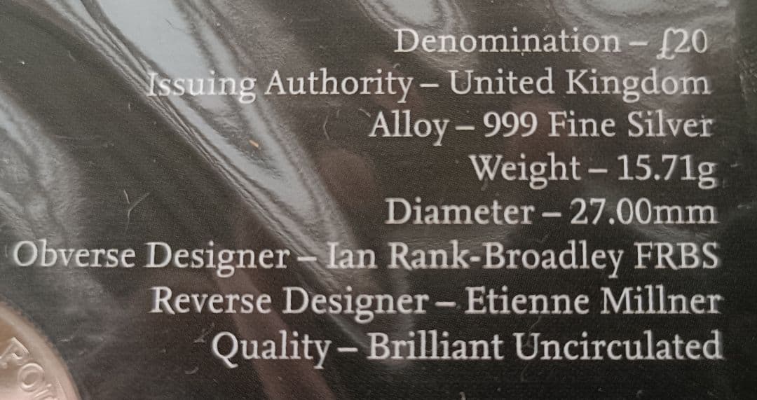 ウィンストン・チャーチル 2015年 £20 銀貨