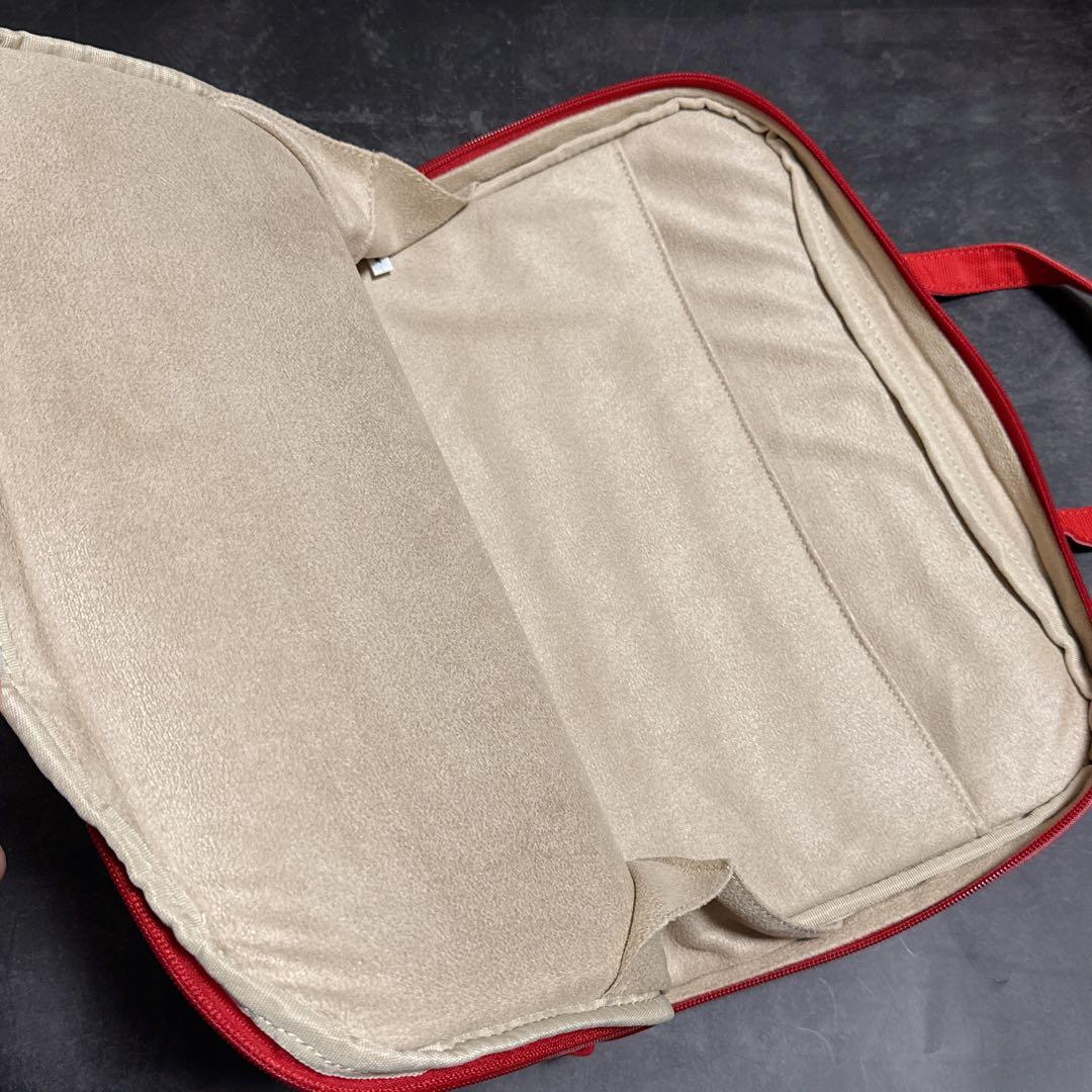 【美品】ファミリア　デニム　PCケース　赤