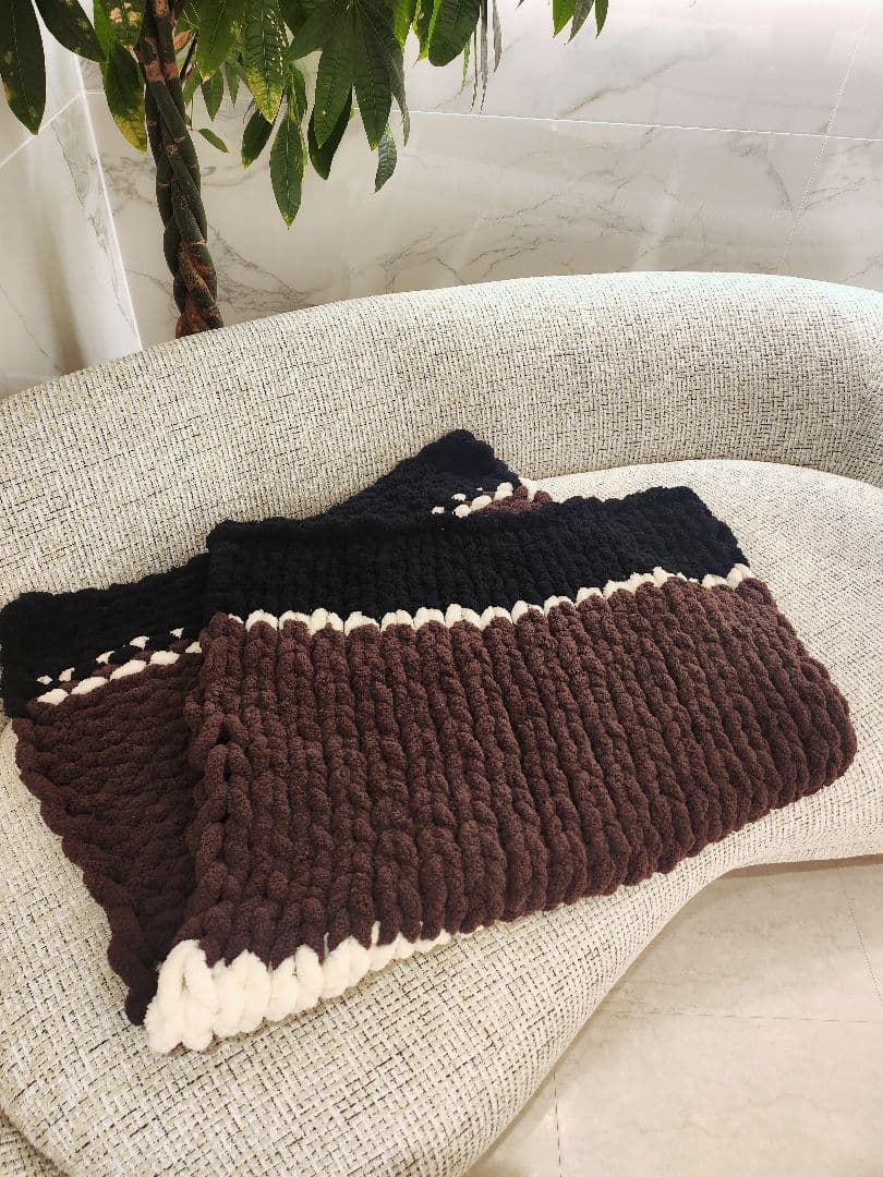 もこもこ 大判 ブランケット ハンドメイド ラグ