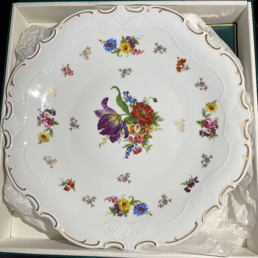 【新品 箱入】チューリンゲン ポーセリン 高級 金彩 花柄 特大皿