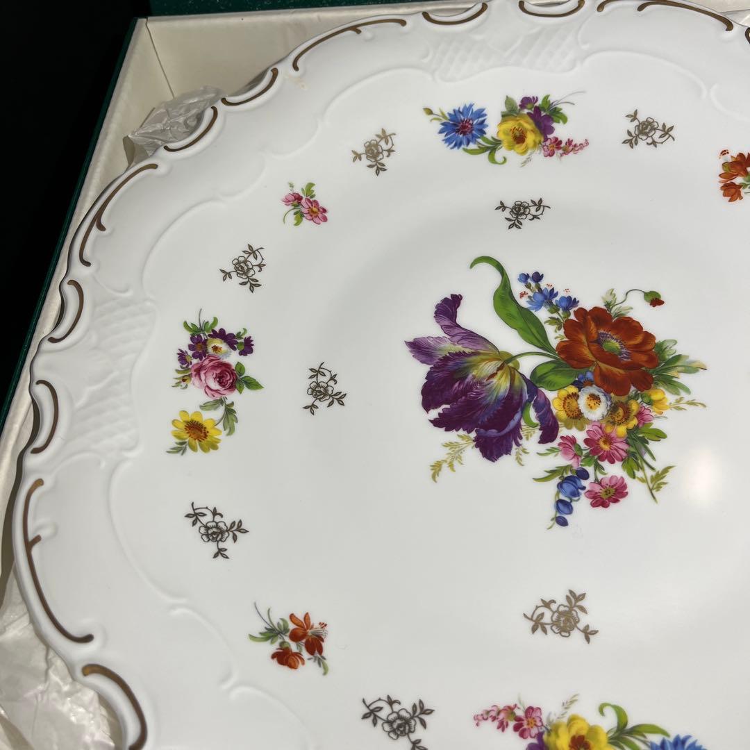 【新品 箱入】チューリンゲン ポーセリン 高級 金彩 花柄 特大皿