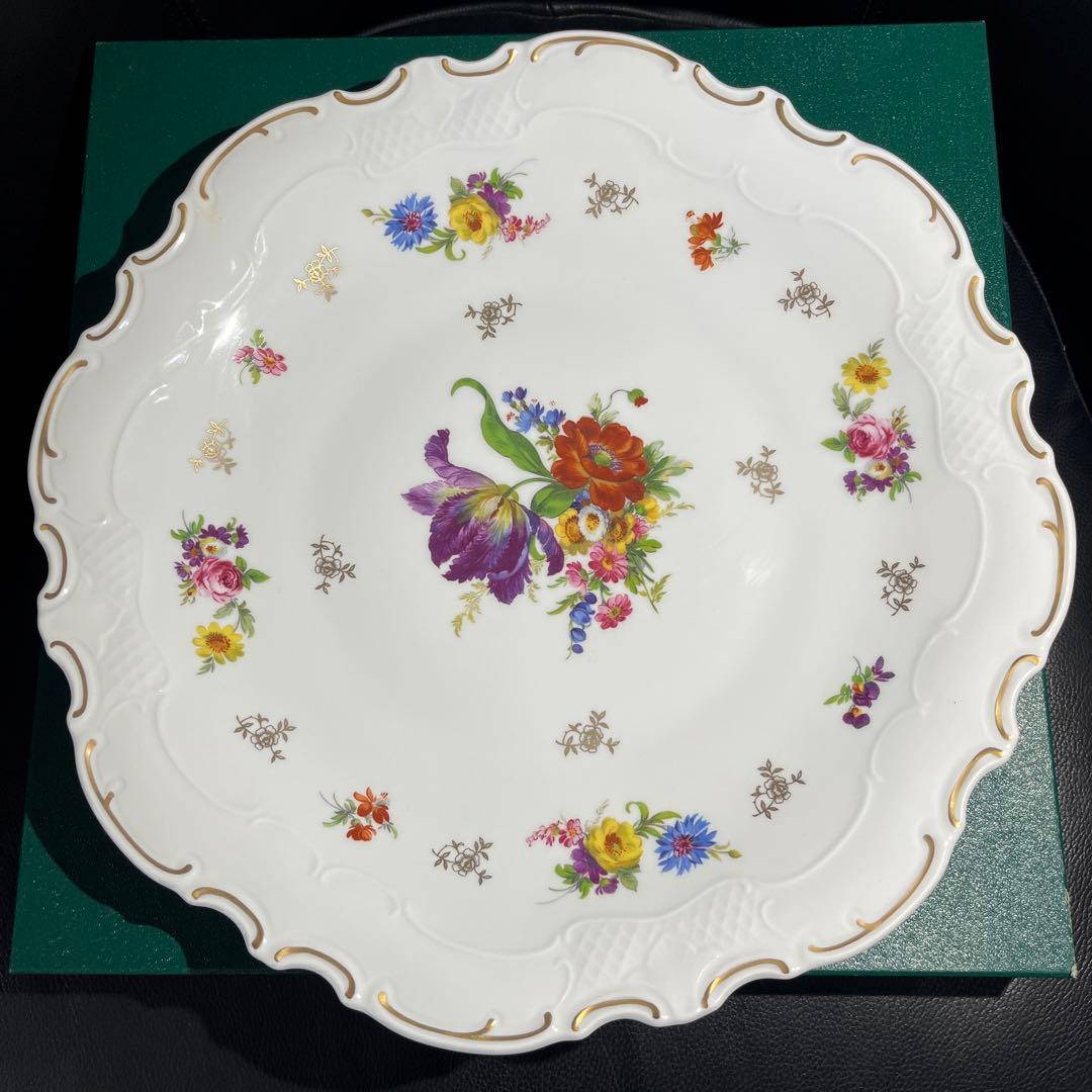 【新品 箱入】チューリンゲン ポーセリン 高級 金彩 花柄 特大皿