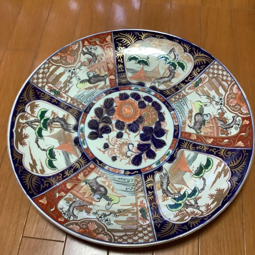 古伊万里　金欄色絵　夫婦水鳥紋　大皿　飾り皿　李朝・大聖寺・輪島塗好き