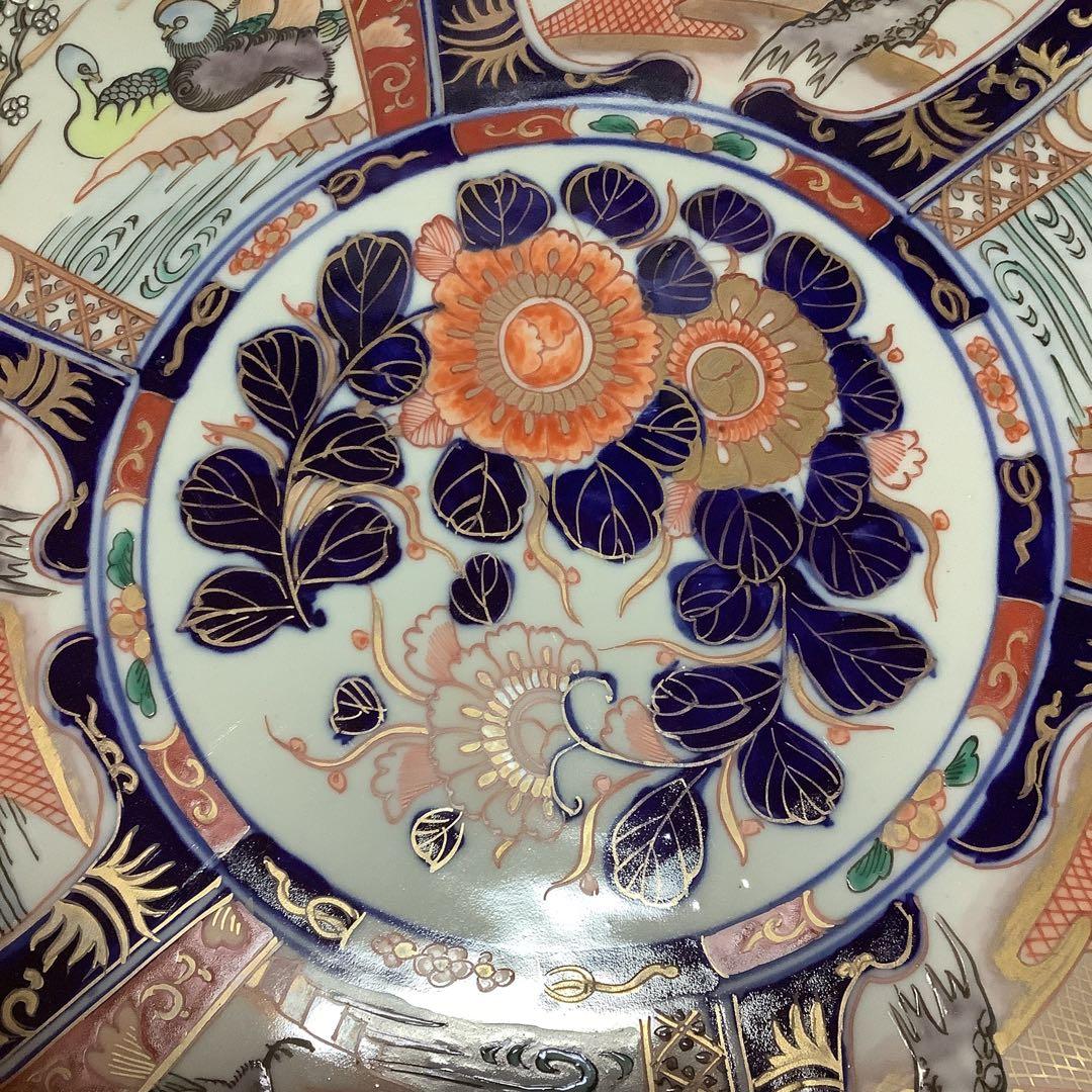 古伊万里　金欄色絵　夫婦水鳥紋　大皿　飾り皿　李朝・大聖寺・輪島塗好き