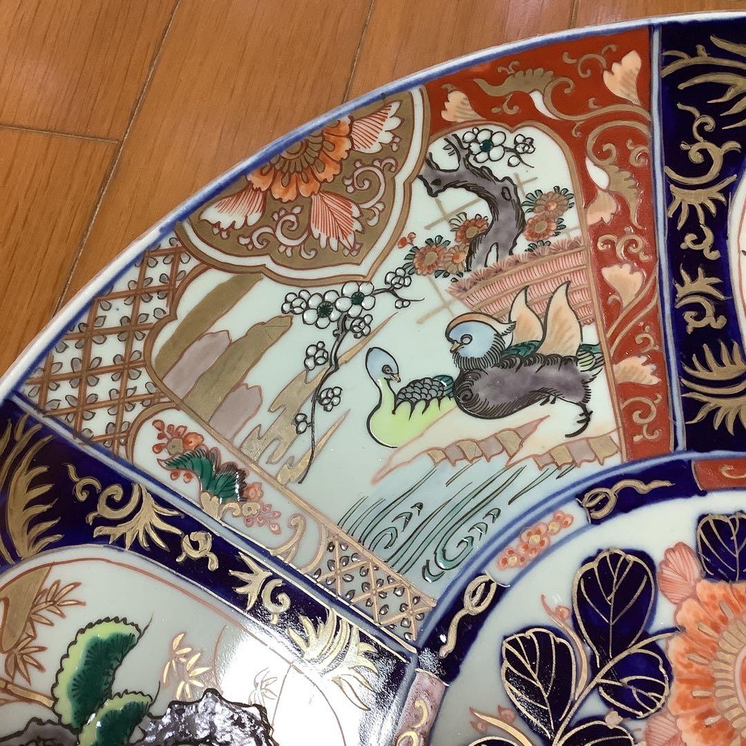 古伊万里　金欄色絵　夫婦水鳥紋　大皿　飾り皿　李朝・大聖寺・輪島塗好き