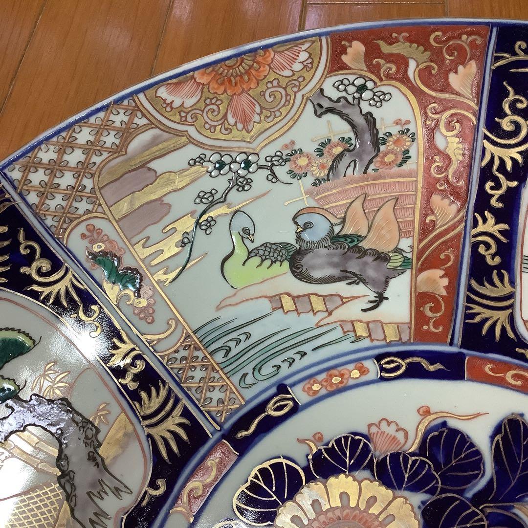 古伊万里　金欄色絵　夫婦水鳥紋　大皿　飾り皿　李朝・大聖寺・輪島塗好き
