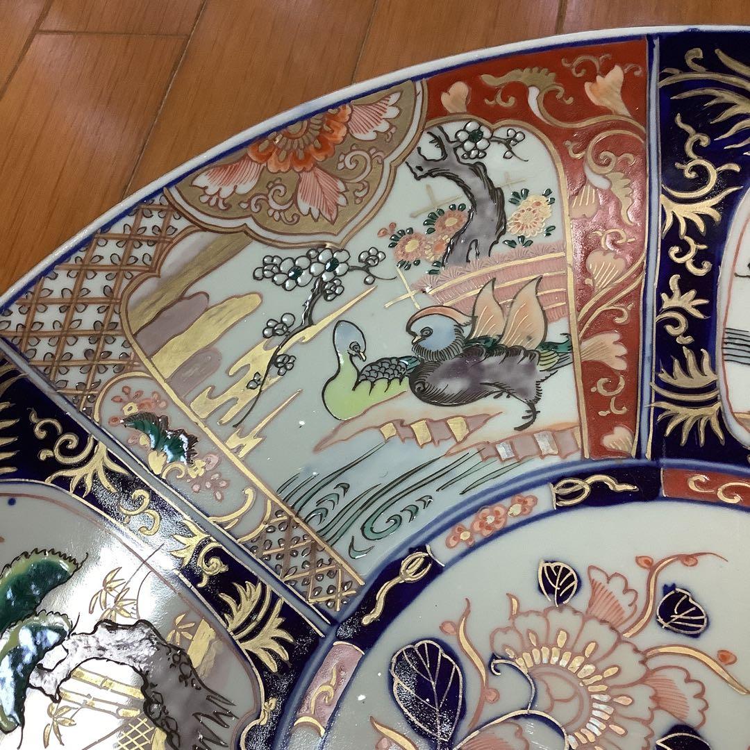 古伊万里　金欄色絵　夫婦水鳥紋　大皿　飾り皿　李朝・大聖寺・輪島塗好き