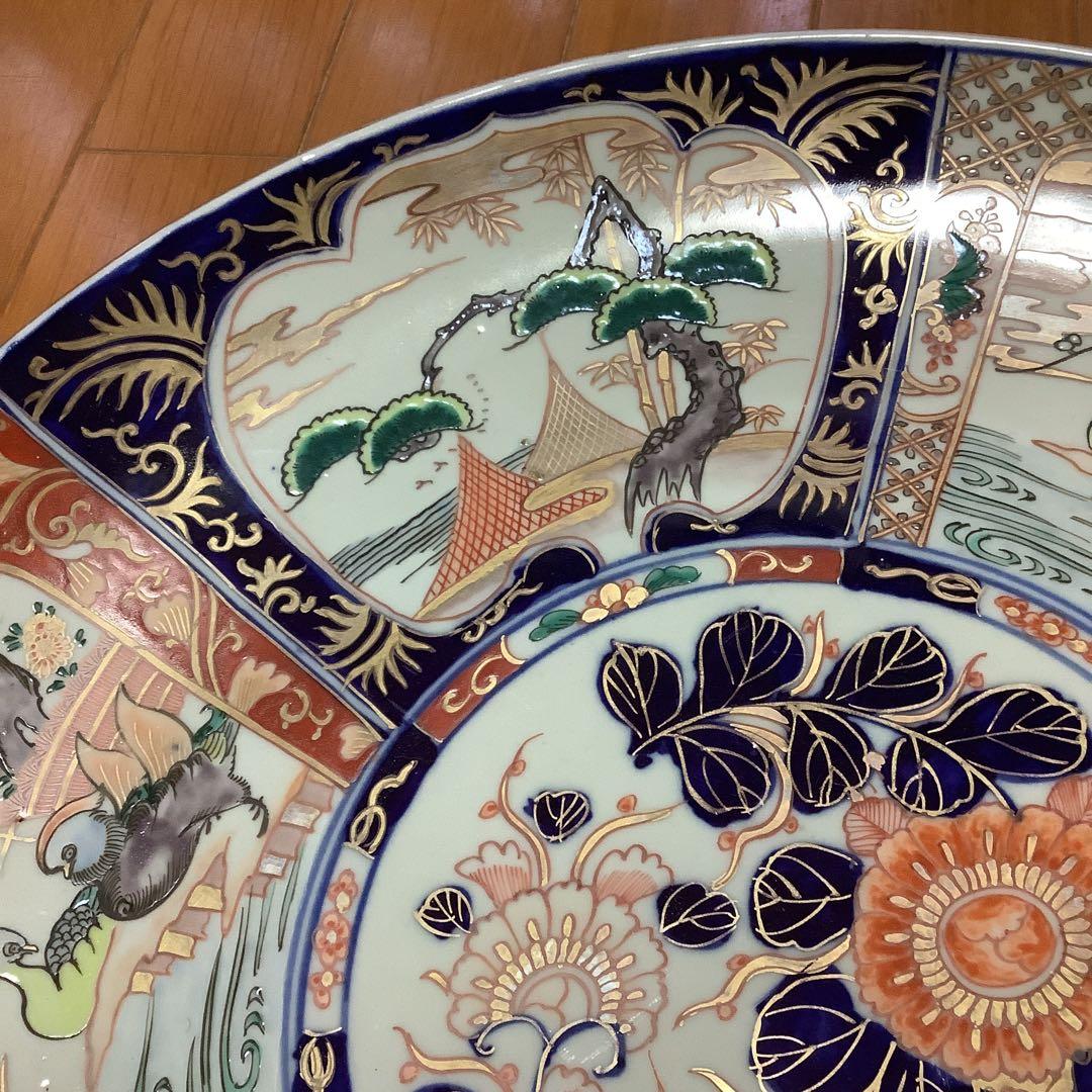 古伊万里　金欄色絵　夫婦水鳥紋　大皿　飾り皿　李朝・大聖寺・輪島塗好き