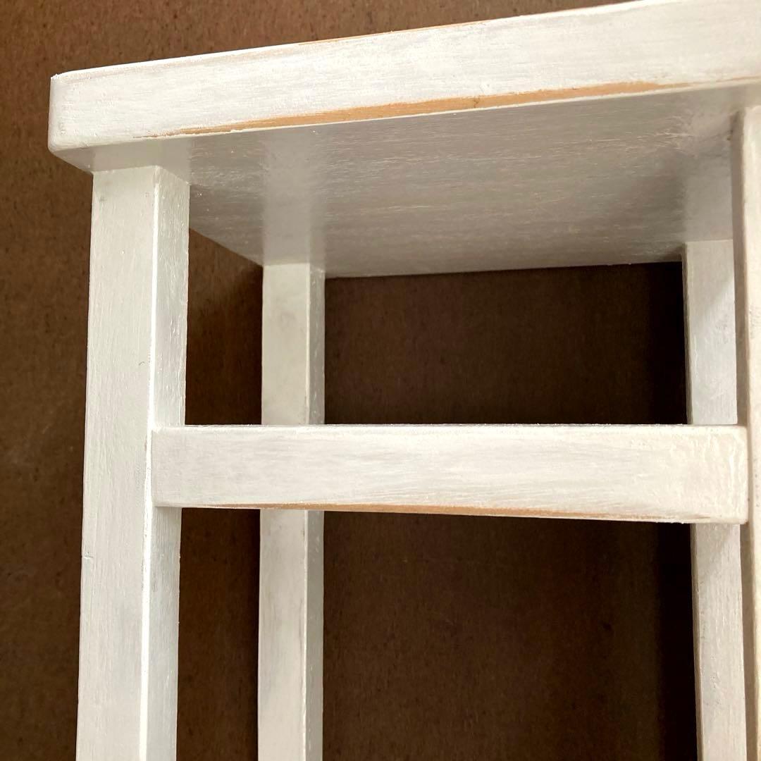 【ナツキ様商品】花台　飾り台　ハイスツール　シャビーシックホワイト　ハンドメイド