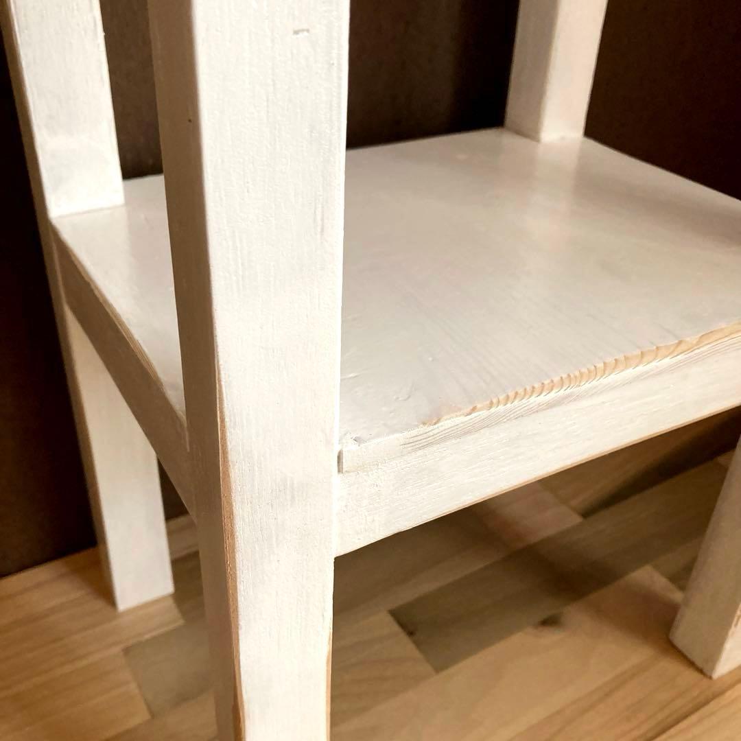 【ナツキ様商品】花台　飾り台　ハイスツール　シャビーシックホワイト　ハンドメイド