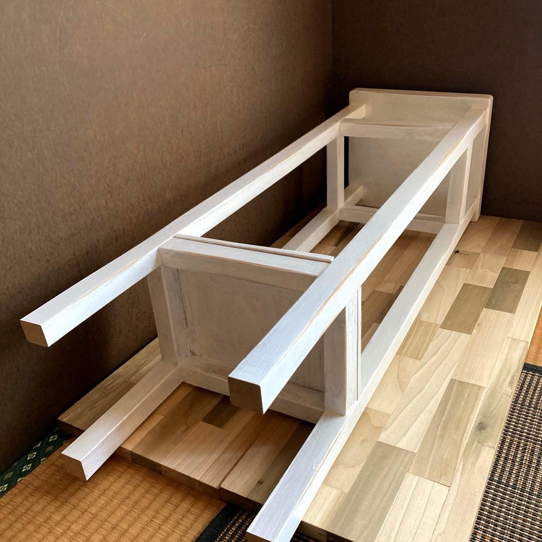 【ナツキ様商品】花台　飾り台　ハイスツール　シャビーシックホワイト　ハンドメイド