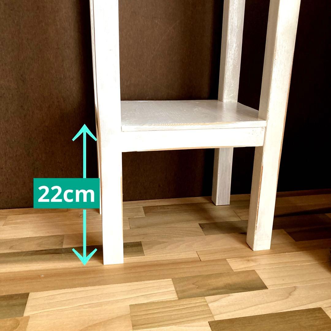 【ナツキ様商品】花台　飾り台　ハイスツール　シャビーシックホワイト　ハンドメイド