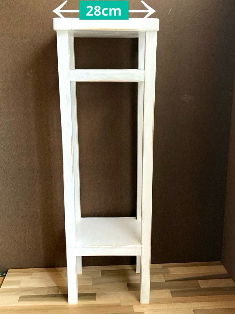 【ナツキ様商品】花台　飾り台　ハイスツール　シャビーシックホワイト　ハンドメイド