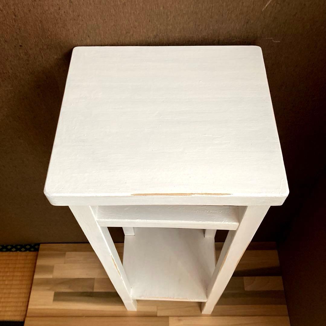 【ナツキ様商品】花台　飾り台　ハイスツール　シャビーシックホワイト　ハンドメイド