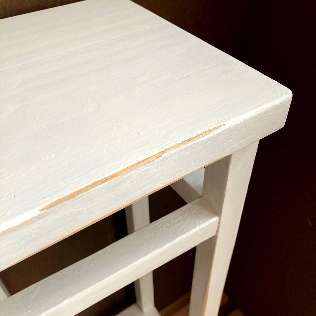【ナツキ様商品】花台　飾り台　ハイスツール　シャビーシックホワイト　ハンドメイド