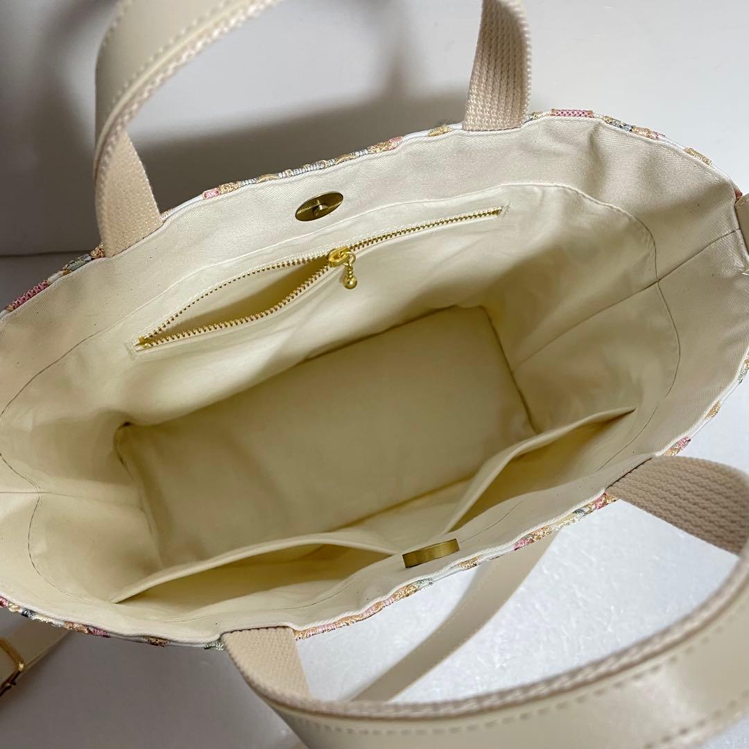 インド刺繍新色ゴールドオレンジ系と合皮　新サイズMトートバッグ　2wayタイプ