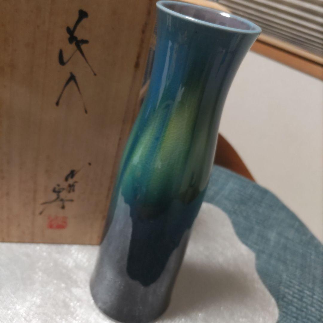 徳田正彦　九谷焼　花瓶　木箱入り