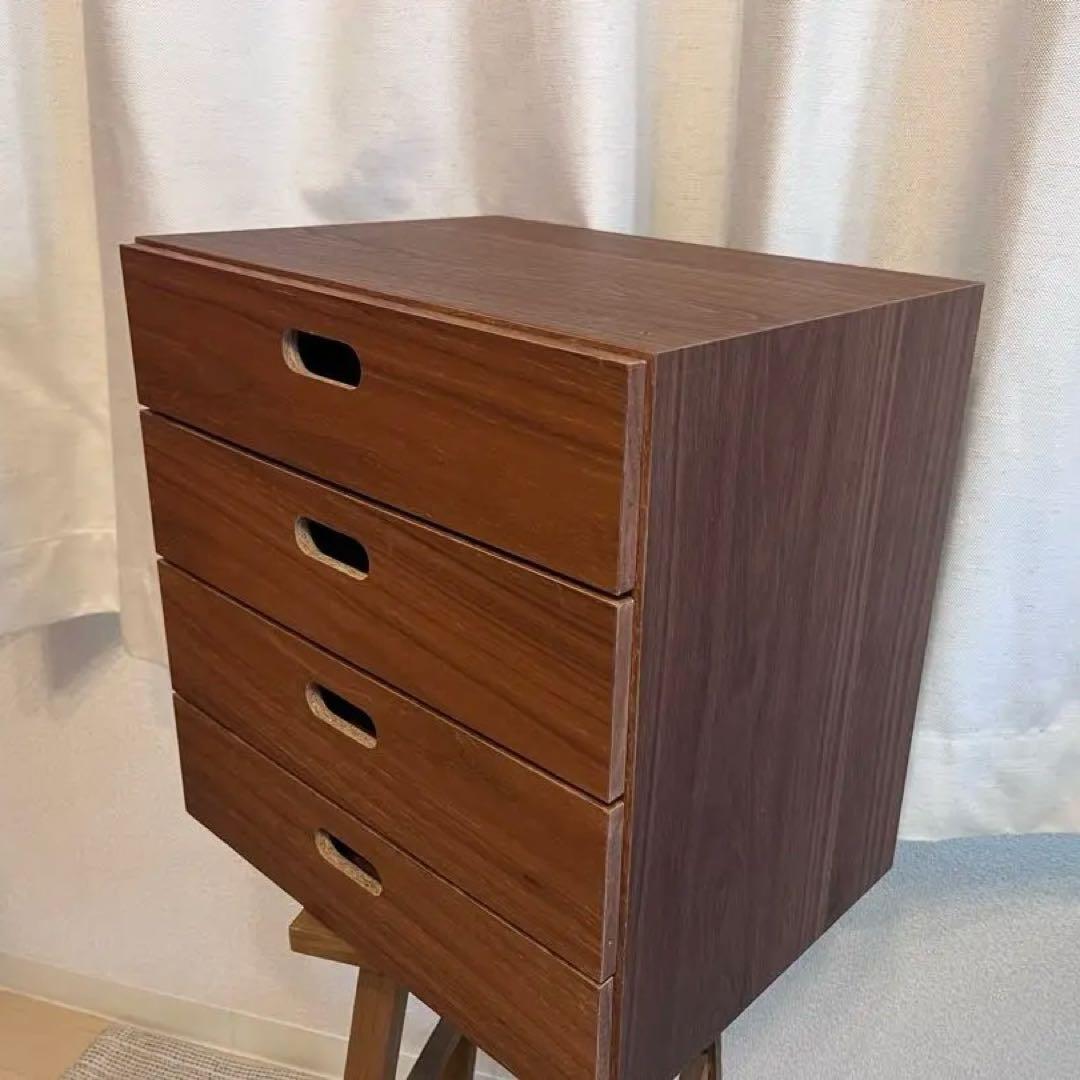 無印良品　スタッキングチェスト・引出し・４段　ウォールナット材