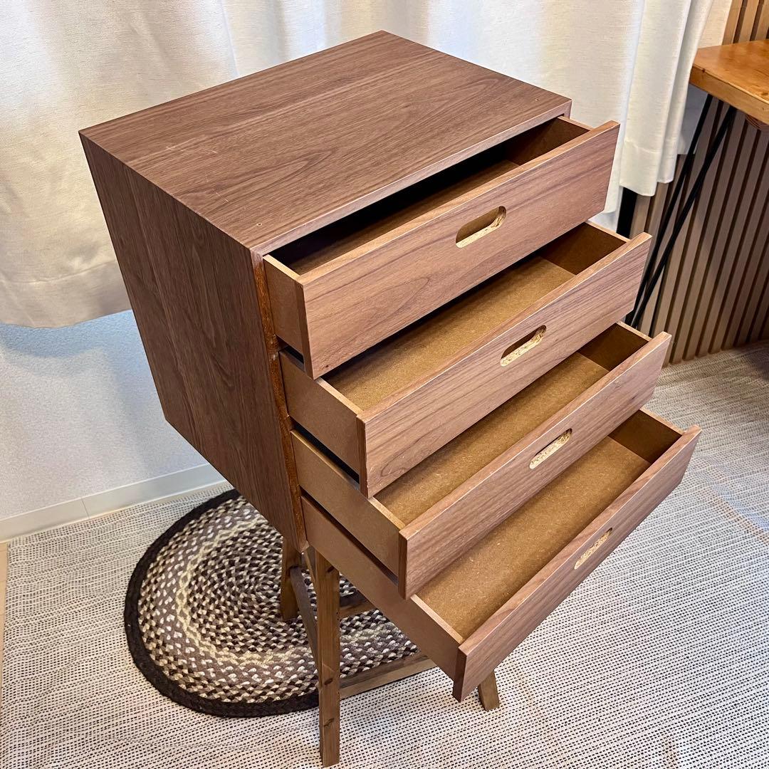 無印良品　スタッキングチェスト・引出し・４段　ウォールナット材
