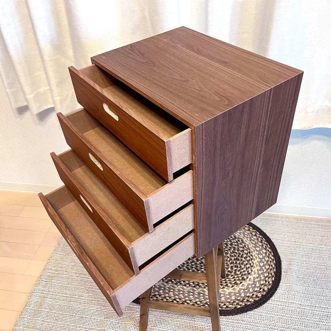 無印良品　スタッキングチェスト・引出し・４段　ウォールナット材