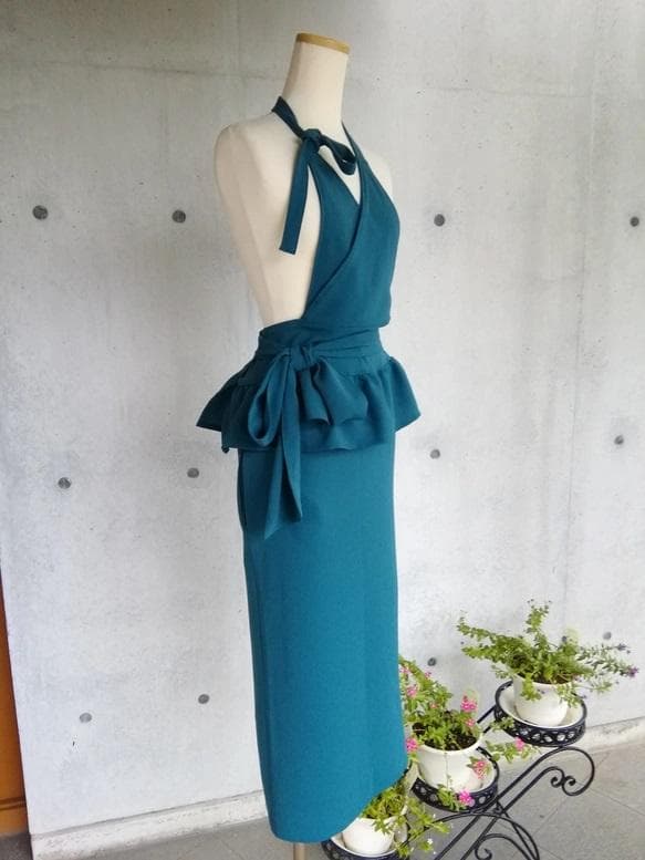 Mサイズ 1枚限定セールグリーン茶道お稽古用エプロン 116100-30