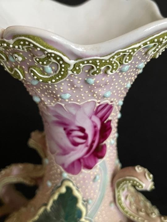 オールドノリタケ　盛り上げ花生