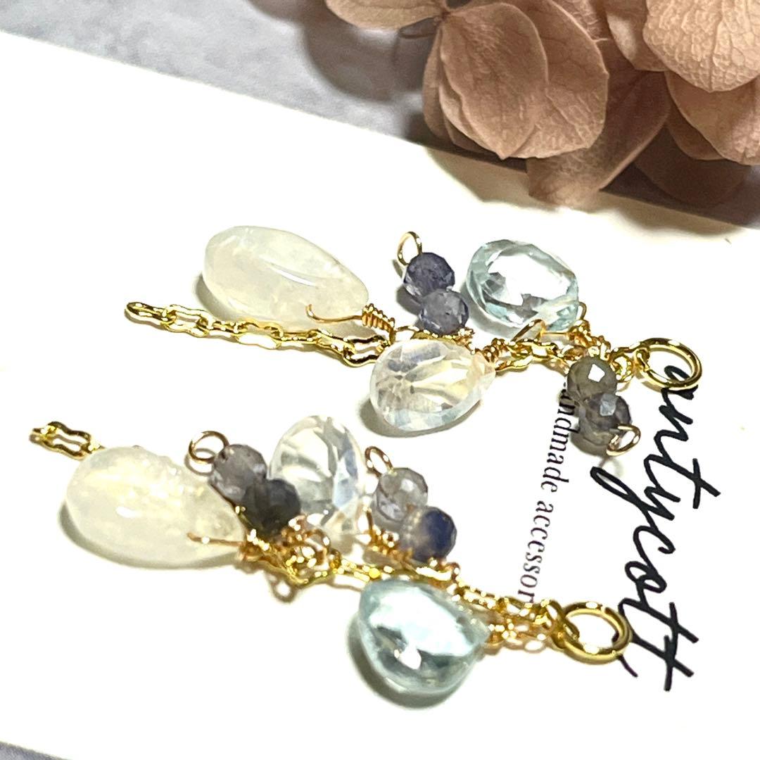 【winter 】トパーズムーンストーン他　チャームピアスイヤリング