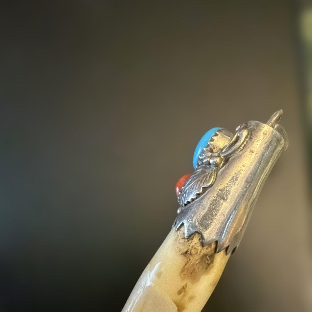 【超希少品】本物のインディアンジュエリー シルバー925/動物牙 ヴィン