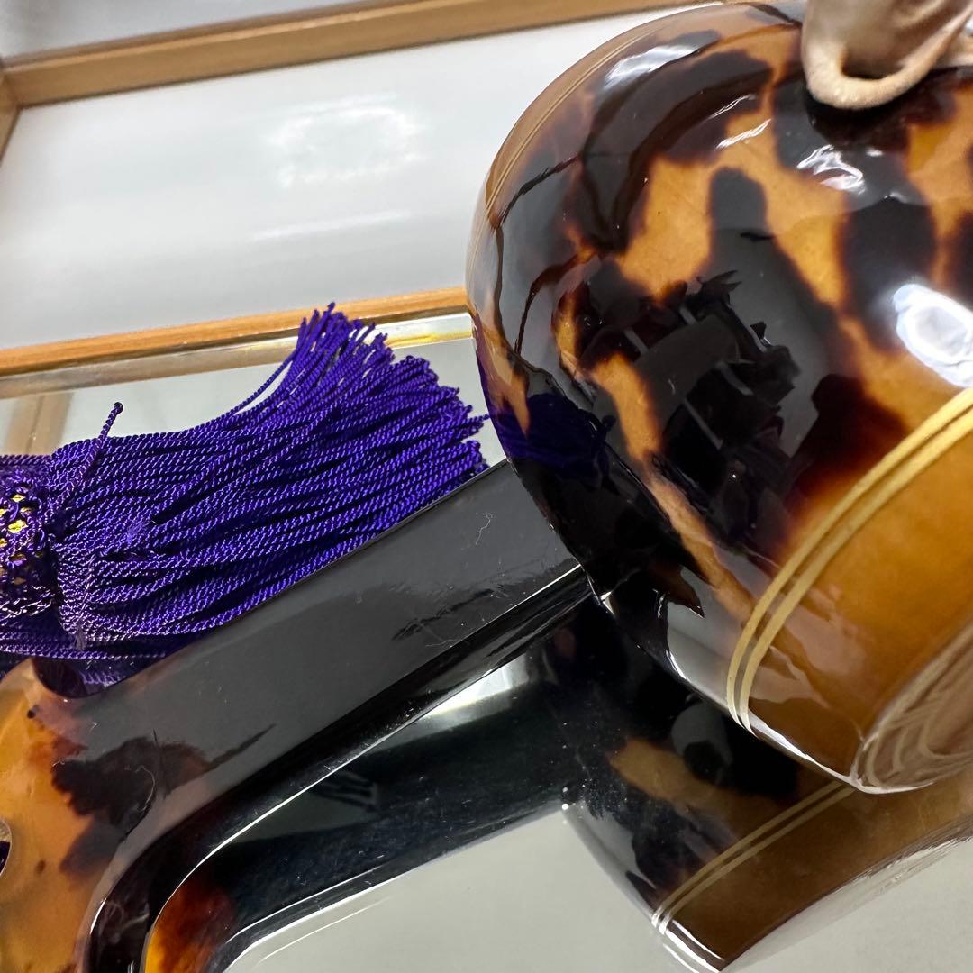 本鼈甲　べっ甲細工　ねずみと小槌　ガラスケース付き　縁起物