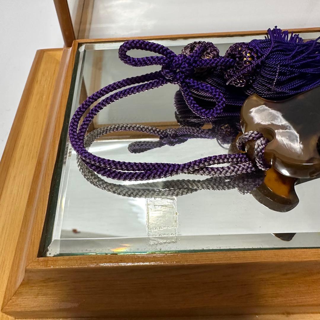 本鼈甲　べっ甲細工　ねずみと小槌　ガラスケース付き　縁起物