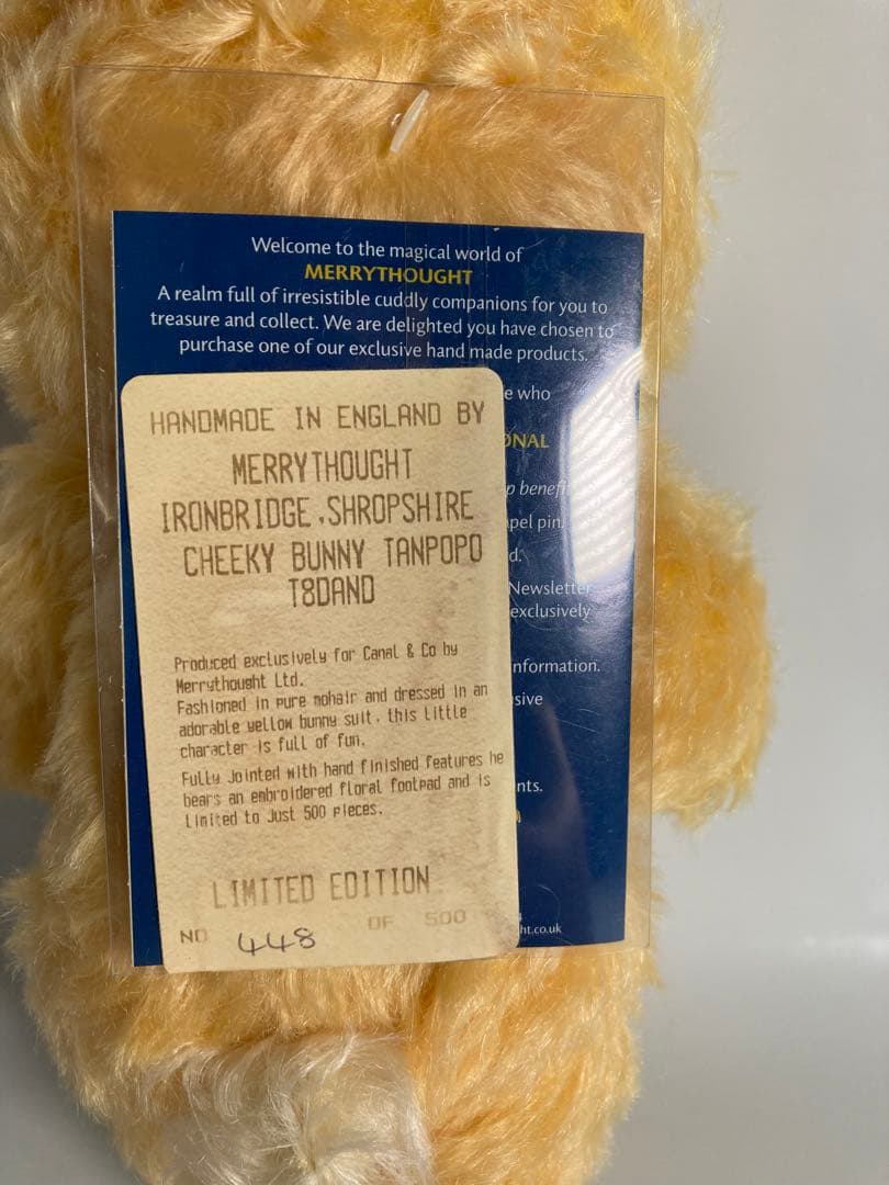 メリーソート　テディベアぬいぐるみチーキーバニーたんぽぽ刺繍限定