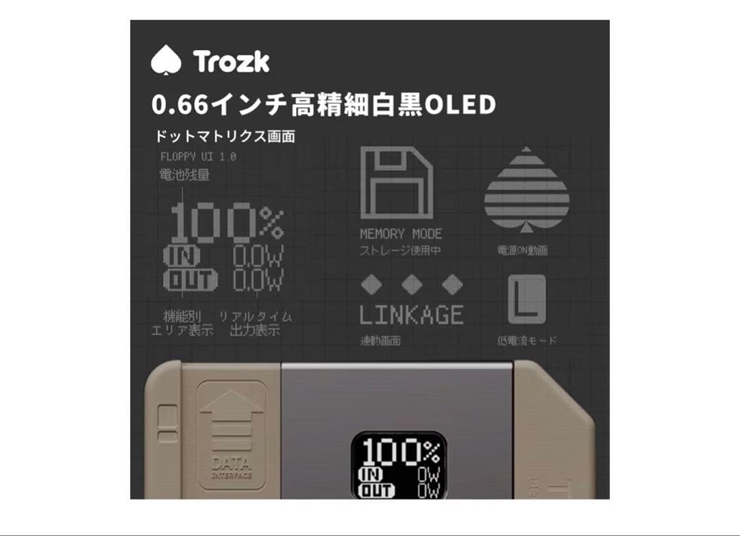 Trozkモバイルバッテリー TP09U レトロ10000mAh64Gストレージ