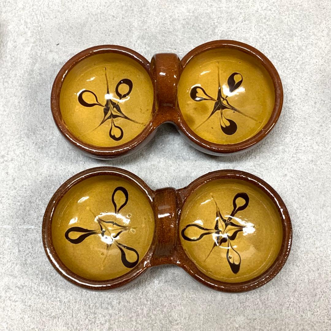 P 布志名焼 薬味入れ 4点 スリップウェア 小物入 民藝 レトロ インテリア