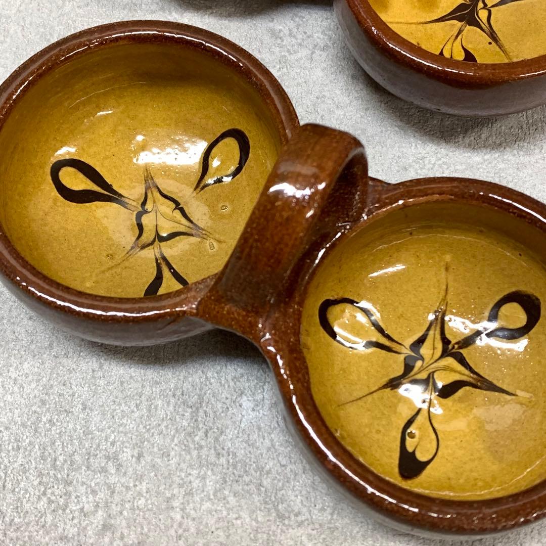 P 布志名焼 薬味入れ 4点 スリップウェア 小物入 民藝 レトロ インテリア